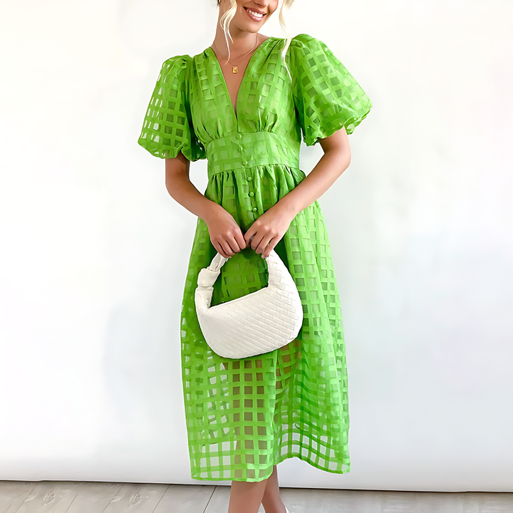 Julia™ – Puff Sleeve Midi Dress