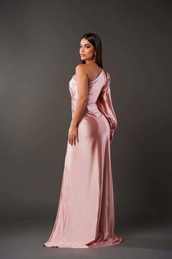 Evelyn™ – One-Shoulder Satin Maxi Dress