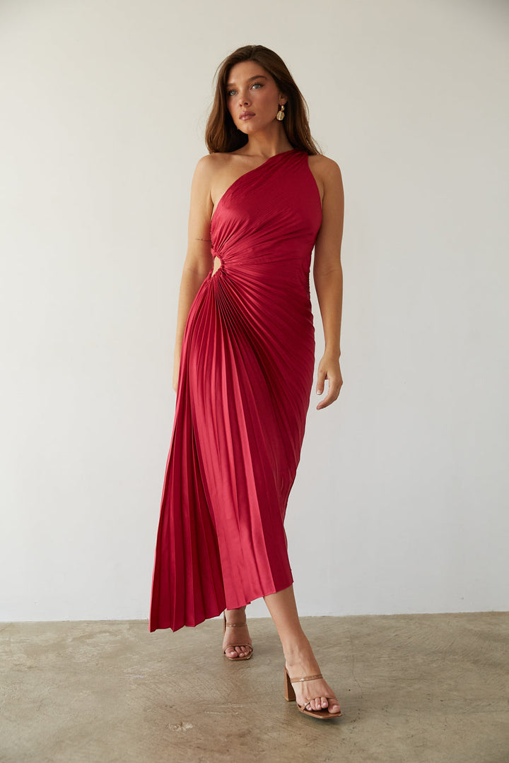Sylvia™ – One-Shoulder Pleated Midi Dress