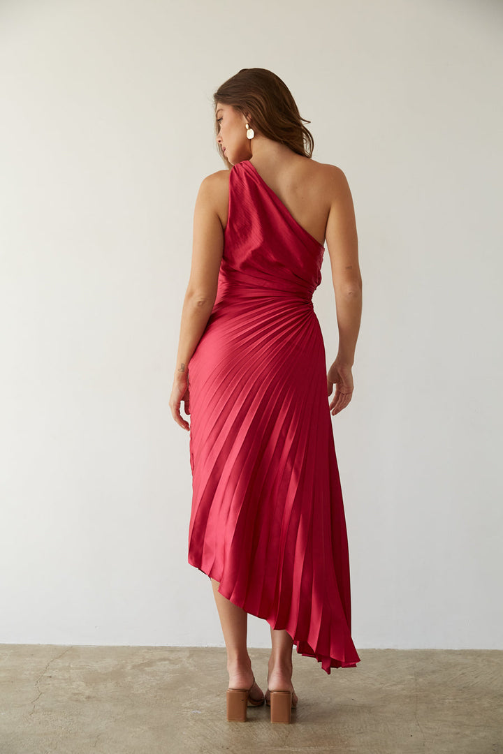 Sylvia™ – One-Shoulder Pleated Midi Dress